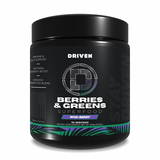 [BRSWGGQ6DIAQOAI3] Driven B&G Berries & Greens Superfood Powder, 30 Servings - Organic Plant-Based Formula with Probiotics & Digestive Enzymes -Supports Recovery, Healthy Digestion, and Immune Function