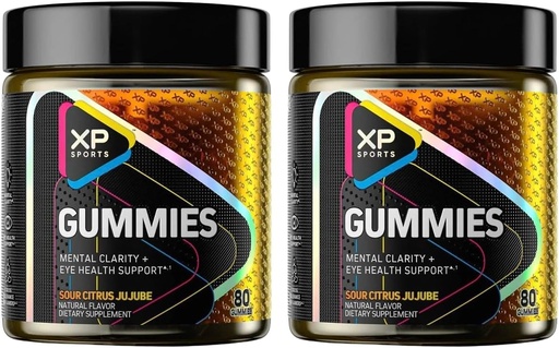 [BRSRAHTYBUDRO23F] Performance Sports Gummies – Mental Clarity & Eye Health Support, Sour Citrus Jujube Flavor, Cognitive Focus & Vision Care Supplement, 80 Gummies (Pack of 2) 160 Total Gummies- 40 Servings