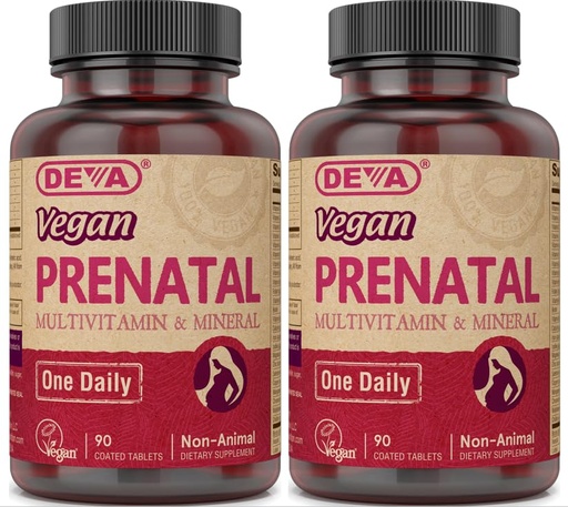 [BRSWYBL6DN6QECA2] DEVA Vegan Vitamins Prenatal Multivitamin & Mineral - One Daily - 90 Vegetarian Tablets - Pack of 2