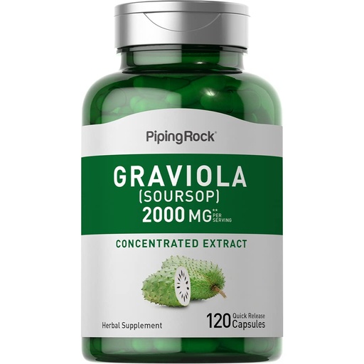[BRSWIHQFB4NWYE3E] Piping Rock Graviola Soursop Capsules |120 Count | Leaf Supplement | Concentrated Herbal Fruit Extract | Non-GMO, Gluten Free