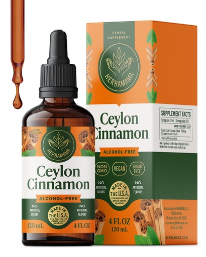[BRSREEAFCQHBEHTU] HERBAMAMA Ceylon Cinnamon Liquid Drops – Cinnamon Extract Liquid – Metabolic Support Supplement with Antioxidant Properties – Non-GMO, Alcohol & Sugar-Free, 84-Day Supply