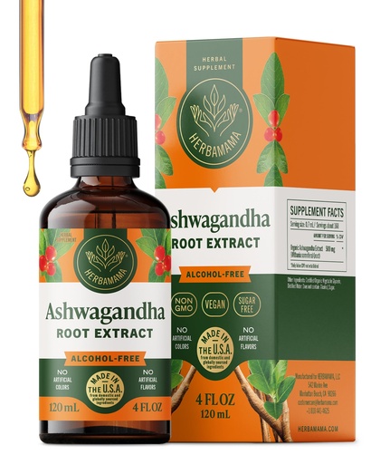 [BRSREEA3AQIWMGQ3] HERBAMAMA Ashwagandha Drops - Ashwagandha Liquid for Women for Calm & Relaxation, Stress Relief & Cortisol Support - Non-GMO, Alcohol & Sugar-Free Calming Supplements for Adults - 56-Day Supply