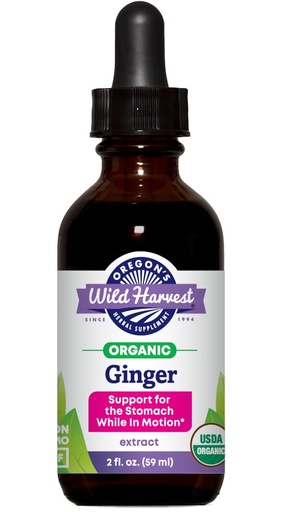 [BRSREHQOOUNRYHLB] Oregon's Wild Harvest Ginger Organic Extract – 2oz Alcohol Liquid Herbal Supplement – USDA Organic, Non-GMO, Vegan, Gluten-Free – Digestion & Motion Support