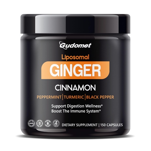 [BRSRAHYNCN5GMDTV] Liposomal Ginger with Cinnamon, Peppermint, Turmeric & Black Pepper – Supports Digestive Wellness & Immune Health -150 Capsules