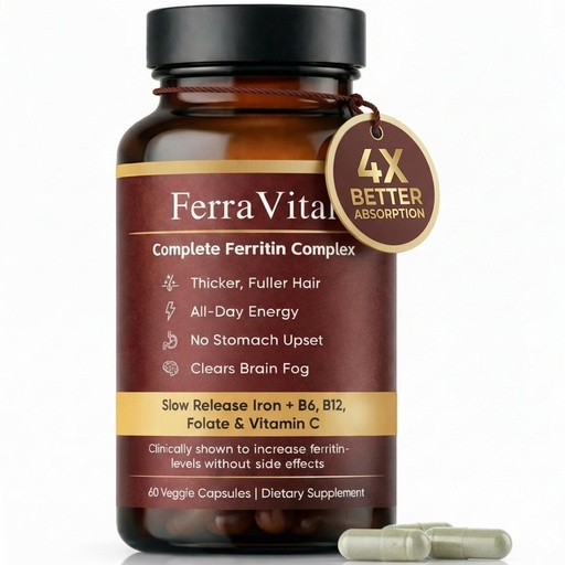 [BRSRGAILAAMGAGY7] Ferravital Ferritin Support, Ferritin Supplement for Women, Daily Iron Supplement with Iron Bisglycinate Lactoferrin Vitamin C B12, Gluten Free & Non-GMO, 60 Capsules (A)