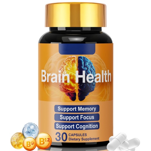 [BRSRYYATOQIBEAAU] Brain Supplement for Memory and Focus, with NAD+ GPC Folate & Vitamin B12, Daily Cognitive & Brain Wellness, Mental Clarity Support, Brain Health Nutrition for Improves Concentration 30 Capsules