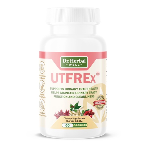 [BRSREYIEAQCRYFI4] DR. HERBAL WELL UTFREX Clinically Proven Urinary Tract UTI Health Supplement Natural Support Cleanse Flush Protect (No Probiotics & D-Mannose) – 60 Capsules