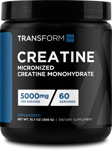 [BRSRAZT6CQAWADT5] TransformHQ Creatine Monohydrate Powder (60 Servings) Unflavored - 5000mg Per Serving