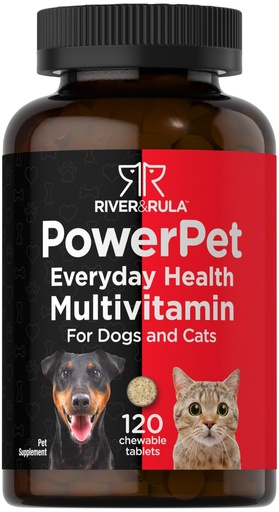 [BRSRAZD2B4NGKCDA] Horbäach Multivitamin for Dogs and Cats | 120 Chewable Tablets | Pet Health Support Supplement | Non-GMO & Gluten Free | by River & RULA