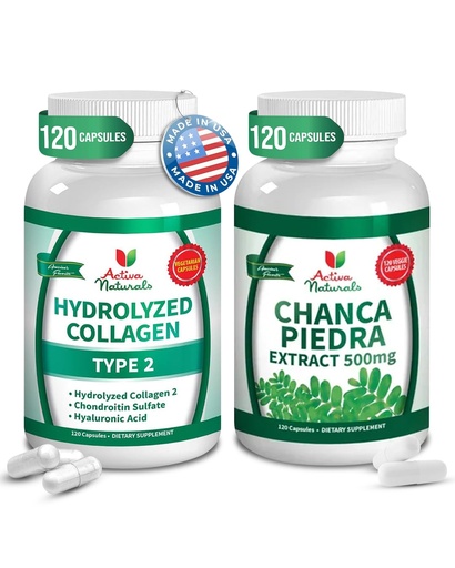 [BRSREBT6OQCAGCAU] Collagen Type 2 with Chondroitin & Hyaluronic Acid + Chanca Piedra Capsules – Skin, Hair & Nail Care, Herbal Wellness, Gallbladder & Kidney Support, 120 Vegetable Capsules for Daily Use