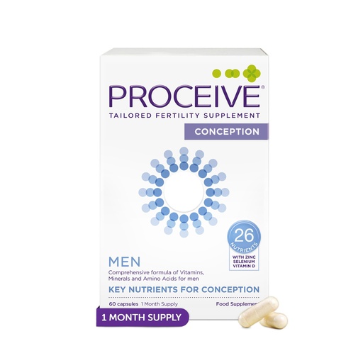 [BRSWGFIPAQNGA3A3] Proceive Tailored Fertility Supplement for Men, Pre Conception Vitamins, Minerals and Amino Acids With Vitamin D, Zinc, Folate, Selenium, and COQ10, Men's Pre Pregnancy Multivitamin, 60 Vegan Capsules