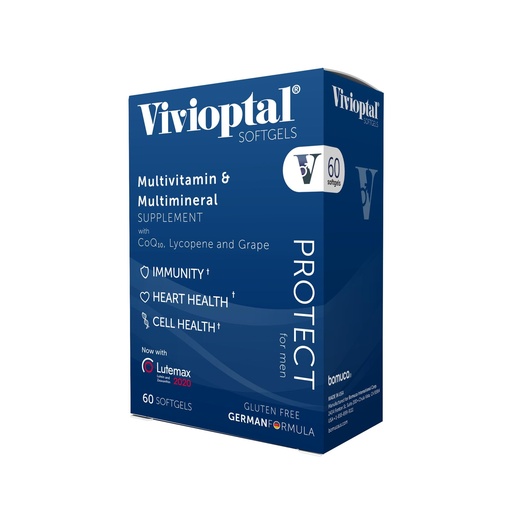 [BRSREHYFAR7AEALH] Vivioptal Men, 60 Capsules, CoQ10, Lycopene & Resveratrol, Multivitamin & Multimineral, Gluten Free, German Formula