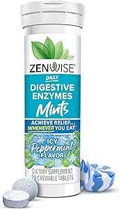 [BRSROHYDCUDQYDI7] Zenwise Health Digestive Enzyme Breath Mints for Gut Health, ICY Peppermint Flavor - Digestive Enzymes for Bloating Relief & Gut Support - Multi Enzymes Digestion Supplement - 30 Chewable Tablet