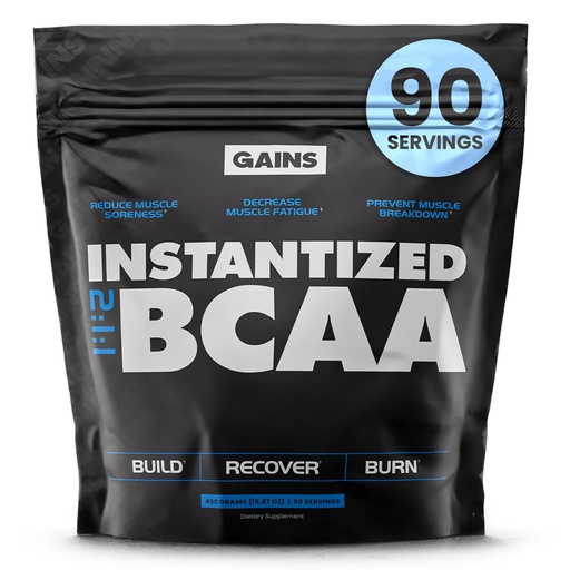 [BRSRMCQ7DIBQAHY4] Gains in Bulk BCAA Powder, Pre Workout Plant Based Branch Chain Amino Acids, Gluten Free, Vegan Supplement with Keratin for Endurance & Strength During & Post Workout, Unflavored, 90 Servings