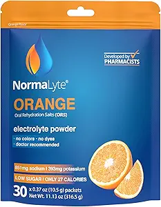 [BRSW2FAPAACAAFA4] NormaLyte Oral Rehydration Salts-Helps dietary management of POTS Syndrome symptoms- 1 Pouches -30 Sticks (Yields 500mL per Pack)-Orange| Energy Supplements, Potassium Supplement, Dehydration Recovery
