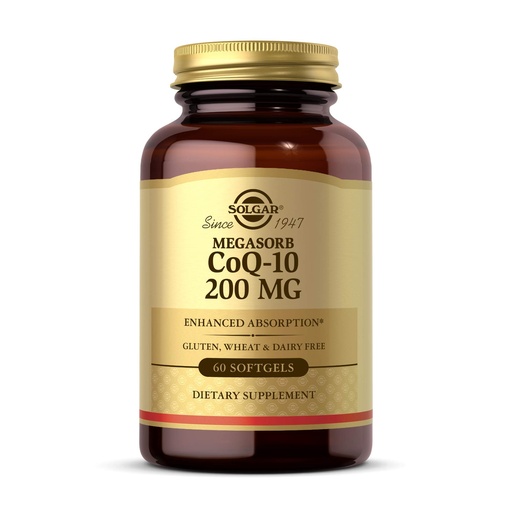 [BRSWIYL6CENQ4YIV] Solgar Megasorb CoQ-10 200 mg, 60 Softgels - Supports Heart & Brain Function - Coenzyme Q10 Supplement - Enhanced Absorption - Gluten Free, Dairy Free - 60 Servings