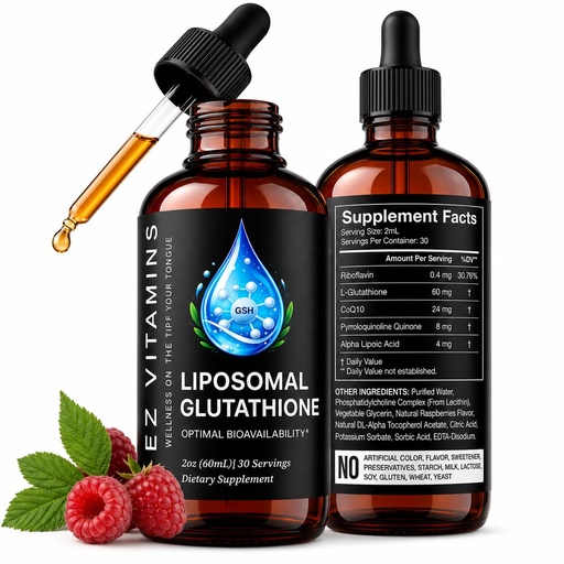 [BRSRGAIBAAFQ423U] Liposomal Glutathione Supplement - High Absorption Liquid Glutathione Liposomal Supplement - Supports Immunity, Skin & Hair Health - 30 Day Supply, 2oz