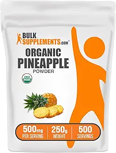 [BRSWYZATPNYWOCL7] BulkSupplements.com Organic Pineapple Powder - Pineapple Fruit Powder, for Flavoring & Smoothies - Unsweetened & Gluten Free, 500mg per Serving, 250g (8.8 oz) (Pack of 1)