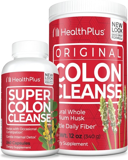 [BRSRMZANOYIAECI4] Health Plus Super Colon Cleanse (240 cápsulas) e Colon Cleanse (12 onzas / 48 servizos)