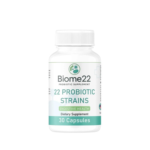 [BRSREAIECBYAM3DX] Biome22 Probiotic Supplement - Multi-Strain Capsules with 22 Diverse Strains and Prebiotic Fiber - Shelf-Stable, Delayed-Release Formula for Men and Women