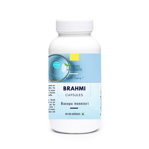[BRSRAHQBOICQKDYZ] YOGIS HERBS Brahmi Capsules (Bacopa Monnieri) – Herbal Supplement for Mental Energy & Brain Support – 90 Veg Capsules - 100% Natural
