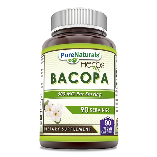 [BRSROHDYBECA4DY2] Pure Naturals Bacopa 500 Mg Supplement | 90 Vegetarian Capsules | Non-GMO | Gluten-Free | Made in USA