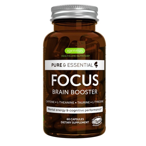 [BRSW2AILBN7AGC3F] Igennus Focus - Nootropic with 200mg Natural Caffeine, Methylated B Vitamins, L-Theanine, Taurine, L-Tyrosine, Clean Energy, Brain Booster & Cognitive Performance, Non Jittery, 60 Capsules