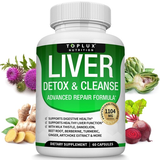 [BRSW2GQFOQARY2DZ] Liver Cleanse Detox & Repair Formula Liver Detox Supplement – Milk Thistle with Dandelion, Artichoke, Turmeric, Beet Root, Turmeric & More for Natural Fast Herbal Cleansing Non-gmo Vegan 60 Capsules