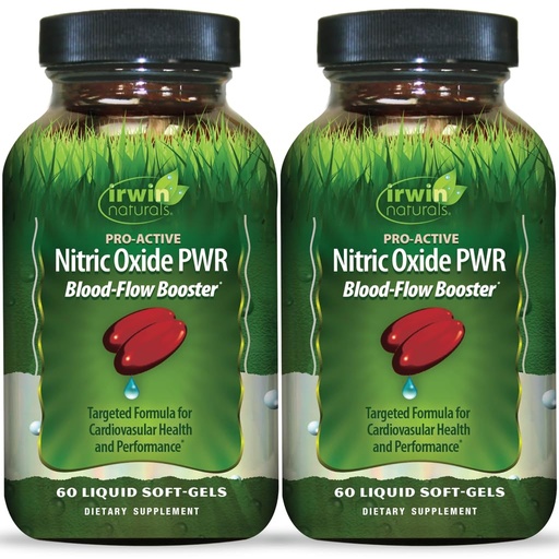[BRSRYYIROV6RUADX] Irwin Naturals Pro-Active Nitric Oxide PWR - Blood-Flow Booster with L-Citrulline Beet Root & Red Spinach - Supports Cardiovascular and Physical Performance Supplements - 60 Liquid Soft-Gels (2 Pack)