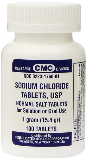 [BRSWI23YC5YQCH36] Sodium Chloride Tablets 1 Gm, USP Normal Salt Tablets - 100 Tablets (Pack of 3)