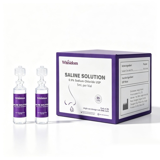 [BRSRYYYZBUDRACY2] 0.9% Sodium Chloride Saline Solution | Nasal Moisturizer & Cleansing for Adults & All Ages | Nose & Eye Care | Preservative-Free | 5mL Per Unit, 25 Units per Box