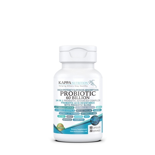 [BRSW2CT7A4JREFY4] KAPPA NUTRITION Probiotic 60 Billion CFU 14 in 1 Formula with Prebiotics & Acidophilus for Women, Men & Adults, Shelf Stable, Acid Resistant, Natural Supplement 60 Capsules.