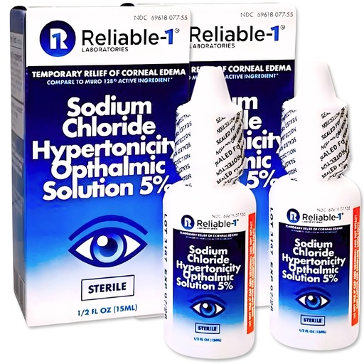 [BRSRGEIZO56BSA3B] Sodium Chloride Ophthalmic Eye Drops (5% Saline, No Preservative Solution) Reliable-1 Laboratories Hypertonic Formula for Corneal Edema Sooth & Irritation Relief Sterile Eye Wash (2)