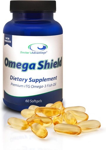 [BRSWYFQFBUCBOFLF] Doctor's Advantage Omega Shield Supplement - 60 Softgels, 30-Day Supply - Premium Mercury-Free Triglyceride Omega 3 Fish Oil for Optimal Heart and Eye Health