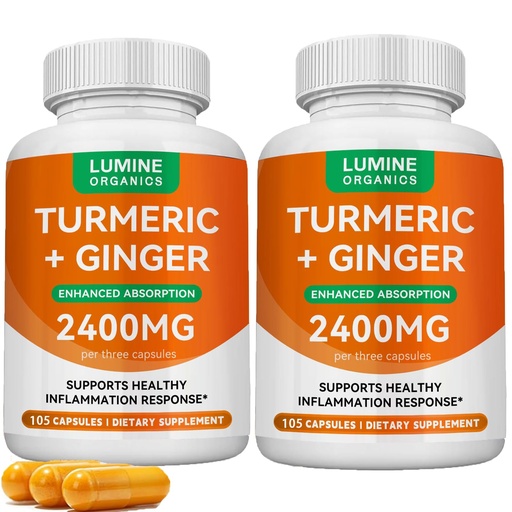 [BRSRGGD2AQCGC3TH] Turmeric Curcumin Supplement | 2400mg Turmeric Extract with 95% Curcuminoids with Bee Propolis, Ginger, MCT Oil, Fat Soluble Vitamin C, & Black Pepper - 105 Capsules (2PCS)