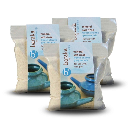 [BRSWGYL5O4MQ23LF] Baraka Mineral Sea Salt Rinse - French Atlantic Grey Sea Salt, Neti Pot Sinus Rinse, Natural Saline Solution, Nasal Wash, Perfect for Daily Neti Pot Rinsers, Easy to Use, No Additives, 8-oz, 3-Pack
