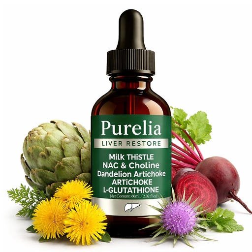 [BRSRYY35CJ6R4ALV] Purelia Liver Restore, Complete Liver Support Drops, Boostsenergy &Metabolism, 60ml/2.02floz