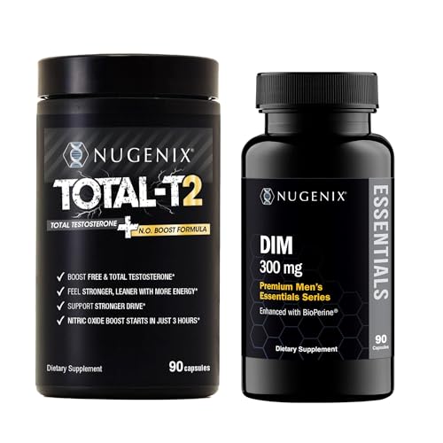 [BRSRYZQ2OIMBA2A4] Nugenix Total-T2 Testosterone Booster for Men + Essentials DIM Supplement 305mg - Bundle