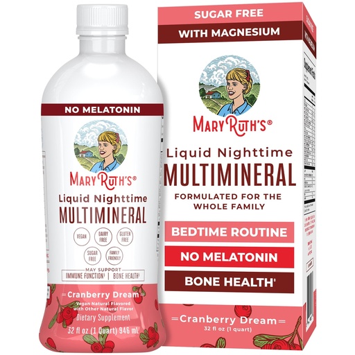 [BRSWGAQBBV6GGE32] MaryRuth's Liquid Nighttime Multimineral, NO Melatonin, 4 Flavors, 32oz | NO Melatonin, Magnesium Citrate, Calcium, Zinc, Vitamin D3, Available in 4 Flavors, Vegan, Sugar Free, Gluten Free