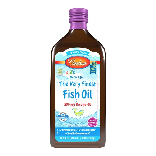 [BRSRAZQ3BMPR63LJ] Carlson - Kid's The Very Finest Fish Oil, 800 mg Omega-3s, Liquid Fish Oil Supplement, Norwegian Fish Oil, Wild-Caught, Sustainably Sourced Fish Oil Liquid, Mixed Berry, 500 mL (16.9 Fl Oz)…