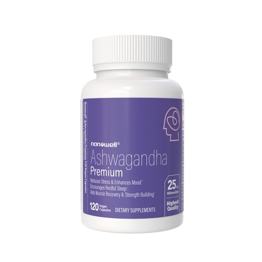 [BRSRACQRAEFBGELO] NANOWELL Ashwagandha Premium - 120 Vegan Capsules – High Potency – 5% Withanolides Root Extract, Organic Ashwagandha Powder, Mixed Berries - Supports Relaxation & Mood Balance - 60 Servings