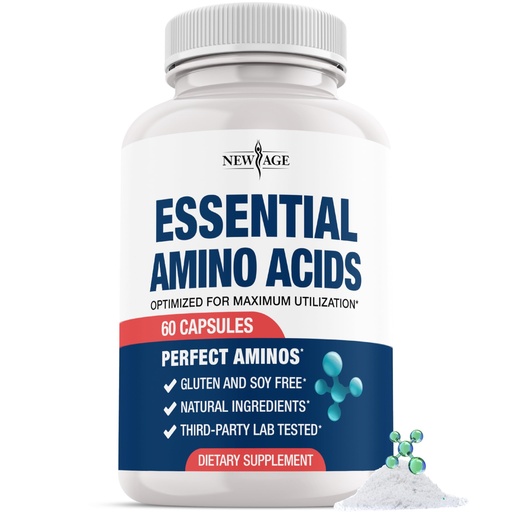 [BRSRGYAHCN5WC3DG] NEW AGE Amino Acid Complex – 20 Aminos with BCAAs, L-Glutamine, L-Arginine & Hyaluronic Acid – Supports Recovery, Energy, Immune Health & Wellness – Non-GMO, Gluten-Free – 60 Capsules