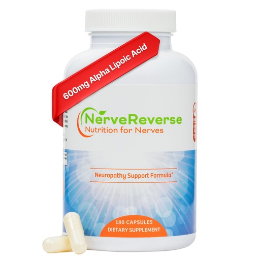 [BRSWYCYQOBYQOFDB] NerveReverse Neuropathy Support Formula-Alpha Lipoic Acid 600mg,Extra Strength Benfotiamine, B12, B9, B6, and D3 - Nerve, Energy, and Metabolism Support-Vegan-180 Capsules, 3 Months