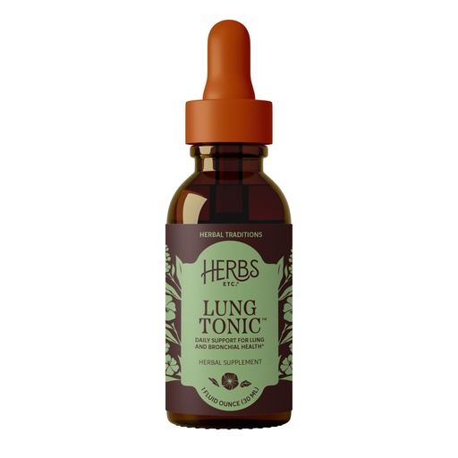 [BRSWIYQYOAFQ4DLK] Herbs Etc. Lung Tonic Classic Liquid Extract - Plant-Based Herbal Supplement for Clear Breathing & Overall Respiratory Health - Mullein Leaf, Horehound Herb & Grindelia - 1 fl oz (40 Servings)