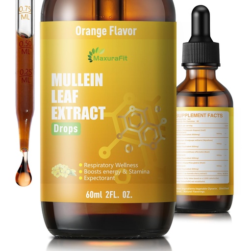 [BRSREY3QPMPWMALH] Mullein Drops for Lungs Liquid - Support Respiratory Herbal Supplement,Mullein Leaf Extract for Lungs Cleanse with Cordyceps, Marshmallow Root & Licorice Root Extract 2 fl oz