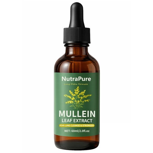 [BRSRGAYLDN5GGE3L] Nutrapure Mullein Extract Drops for Lung, Organic Mullein Leaf Supplement Support Lung Cleanse & Detox Health & Respiratory Comfort & Boosts Immune - 2.0fl.oz (1)