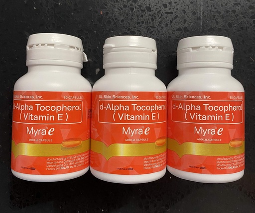 [BRSWKF32BJYRAALG] 90 Capsules Myra E 400 IU Vitamin E d-Alpha Tocopherol
