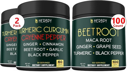 [BRSRAGANOEHRADY4] Ensemble 7in1 Curcumine curmérique et 6in1 Capsules de racines de betterave