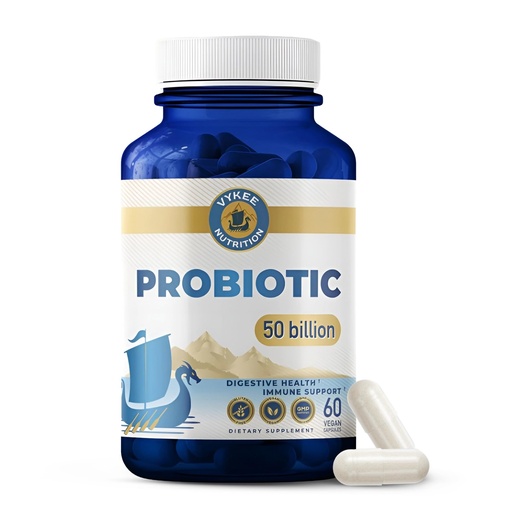 [BRSREFILOZ5R4GQV] Vykee Nutrition Daily Probiotic Capsules 50 Billion CFU with Prebiotic and 11 Strain Formula for Digestive Support and Wellness - Vegan Non GMO - 60 Capsules