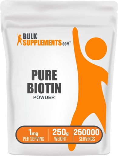 [BRSWIAY5OYNWYG3C] BulkSupplements.com Pure Biotin Powder - as Vitamin B7, Biotin Vitamins for Hair, Skin and Nails - Gluten Free, 1mg per Serving, 250g (8.8 oz) (Pack of 1)